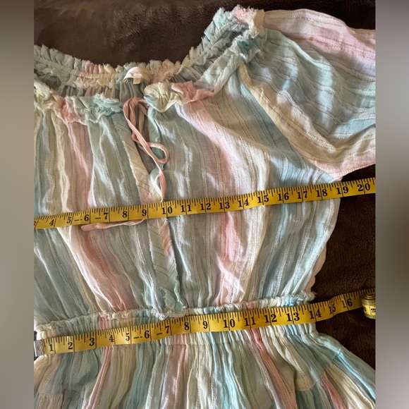 LoveShackFancy Banou Rainbow Long Sleeve Mini Dress With Metallic Detailing sz M - Picture 15 of 16